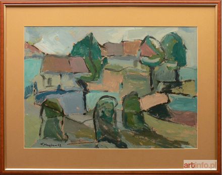 HAYDER Fryderyk Antoni | Pejzaż ze snopkami, 1968 r.