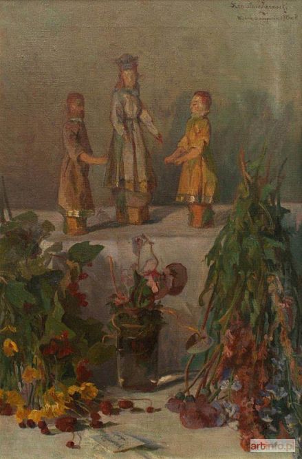 ŻARNECKI Stanisław | Martwa natura z kwiatami i laleczkami, 1915 r.
